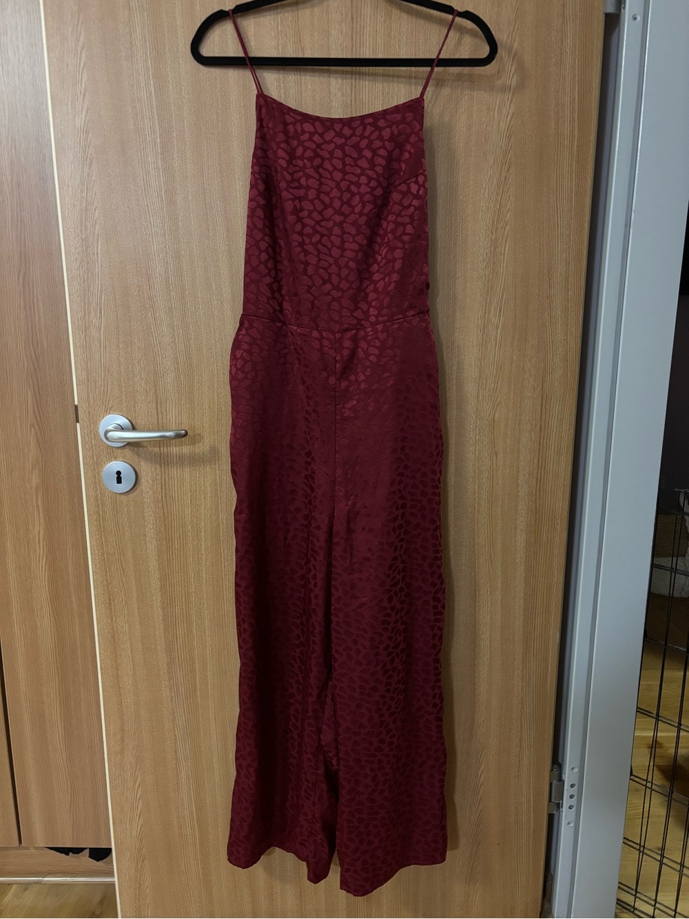 Urban Outfitters Burgundy Textured Satin Jumpsuit